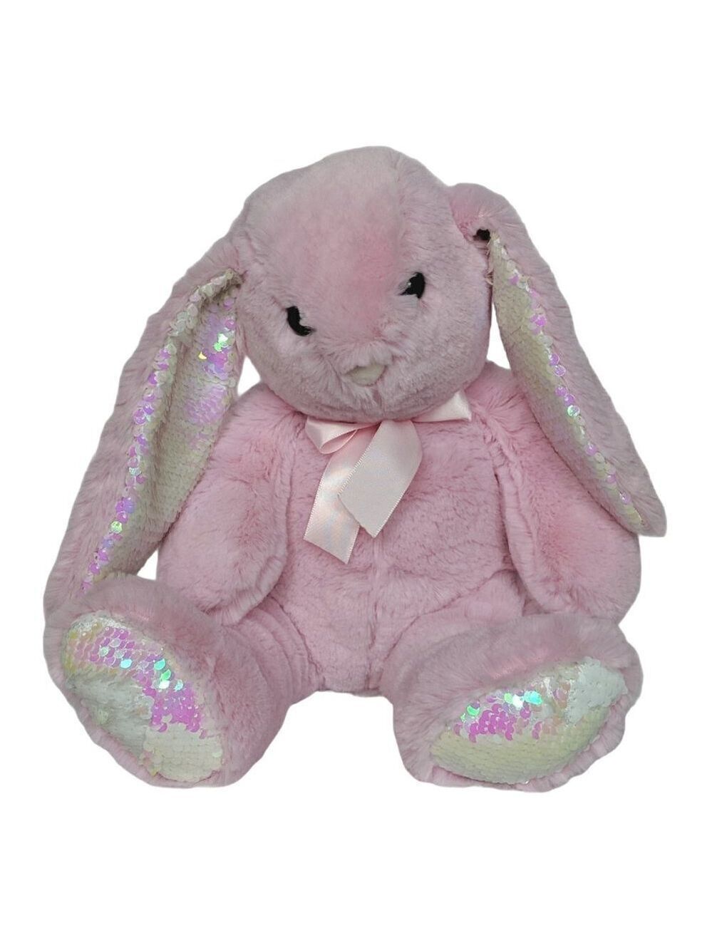 Kellytoy Bee Happy Pink Easter Bunny Rabbit Plush